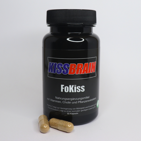Nahrungsergänzungsmittel Fokus Fokiss Kissbrain kleine kapseln cholin vitamine pflanzenextrakte vegan